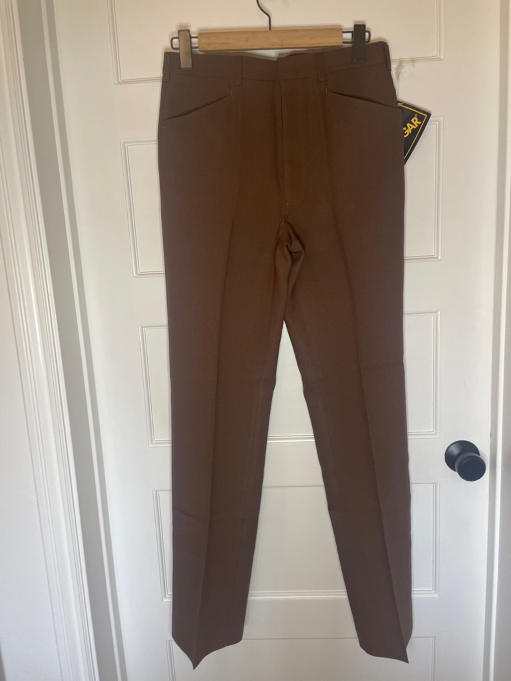 Haggar Magic Stretch Men's Brown Pleated Tapered Dress Pants‎ 32W Polyester VTG